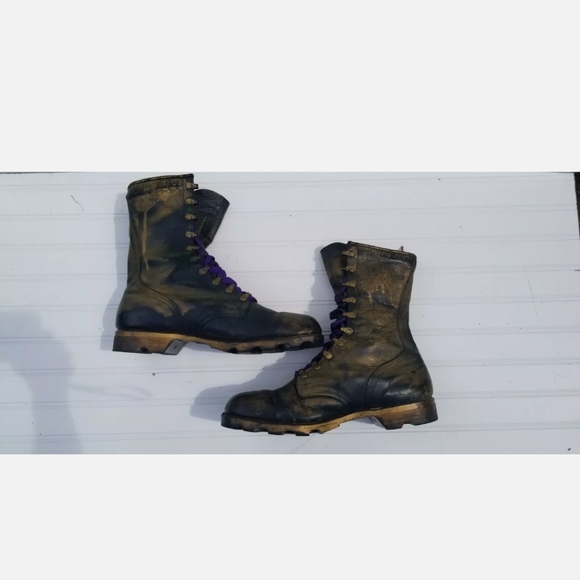 Vintage Military Distressed Mens10.5W Leather Combat Jump Boots main image 7